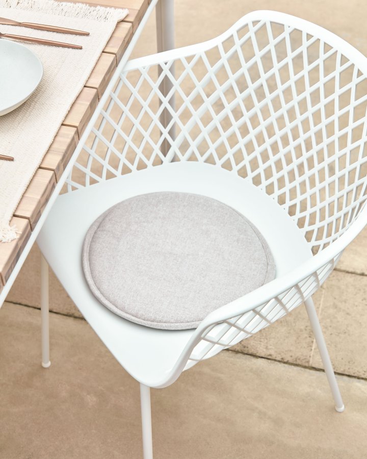 KAVE HOME stolpute i silke, rund - beige stoff (35)