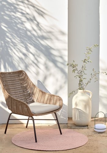 KAVE HOME Abeli lenestol, med stoffpute - beige tau og stl