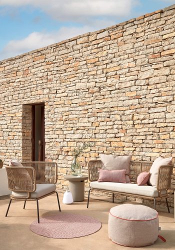 KAVE HOME Nadin lenestol, med stoffpute - beige tau og stl