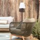 KAVE HOME Catalina hagestol, med armlener og puter - grnt tau og naturlig akasietre