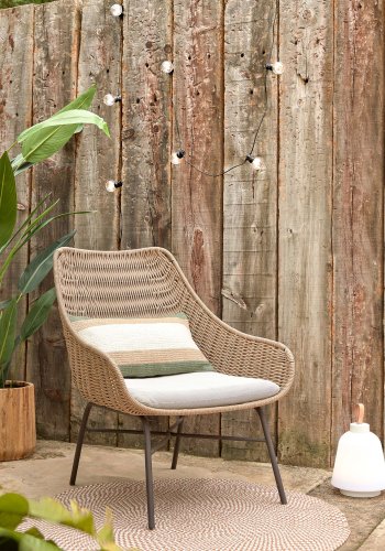 KAVE HOME Abeli lenestol, med stoffpute - beige tau og stl