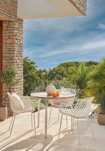 KAVE HOME Quinn spisebordsstol m. armln - hvid plast og metal