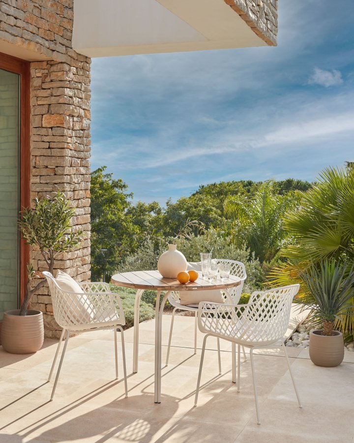 KAVE HOME Quinn spisebordsstol m. armln - hvid plast og metal