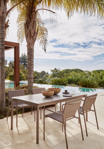 KAVE HOME Zaltana hagebord, med tilleggsplate - brunt aluminium (140(200)x90)