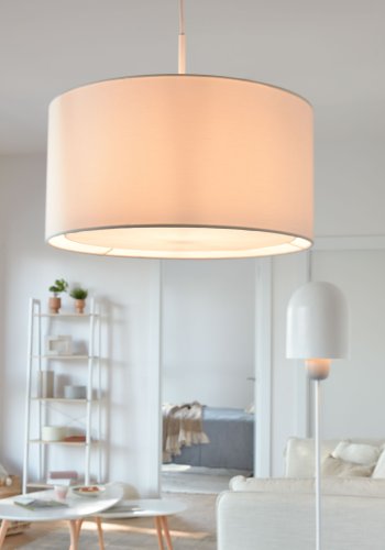 KAVE HOME Santana taklampe, med diffust - hvitt stoff og PVC (40)