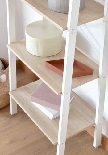 KAVE HOME rektangulr State reol m. 5 hyller - naturlig melamin og hvitt stl (56x172)