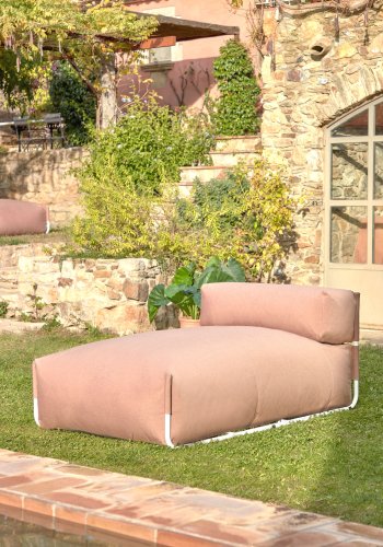 KAVE HOME Firkantet sjeselongmodul for hagesofa -m. ryggst�tte - terrakottastoff, hvit aluminium (165x101) 