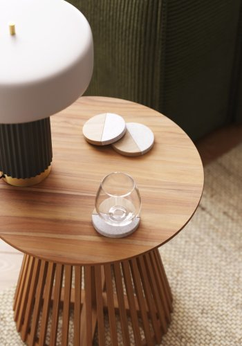 KAVE HOME rundt Irune sidebord - naturlig teak (50)