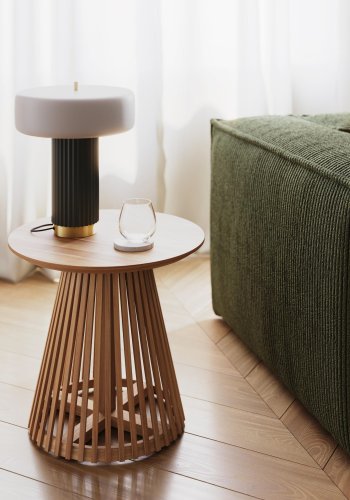 KAVE HOME rundt Irune sidebord - naturlig teak (50)