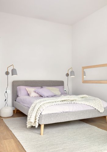 KAVE HOME Lydia trekk til sengeramme - lysegr fleecestoff (160x200)