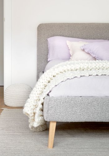 KAVE HOME Lydia trekk til sengeramme - lysegr fleecestoff (160x200)