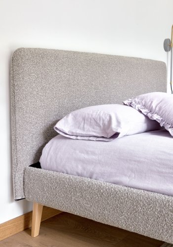 KAVE HOME Lydia trekk til sengeramme - lysegr fleecestoff (160x200)