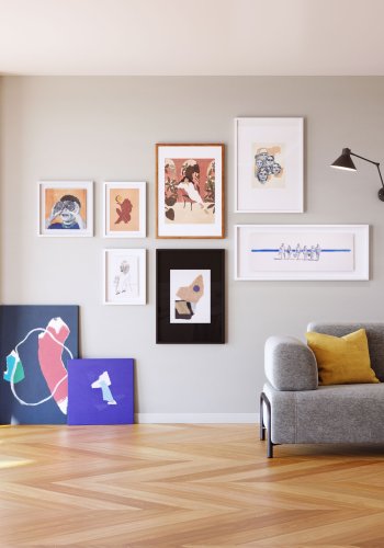 KAVE HOME Zoeli abstrakt lerret i bltt og rdt 60 x 90 cm