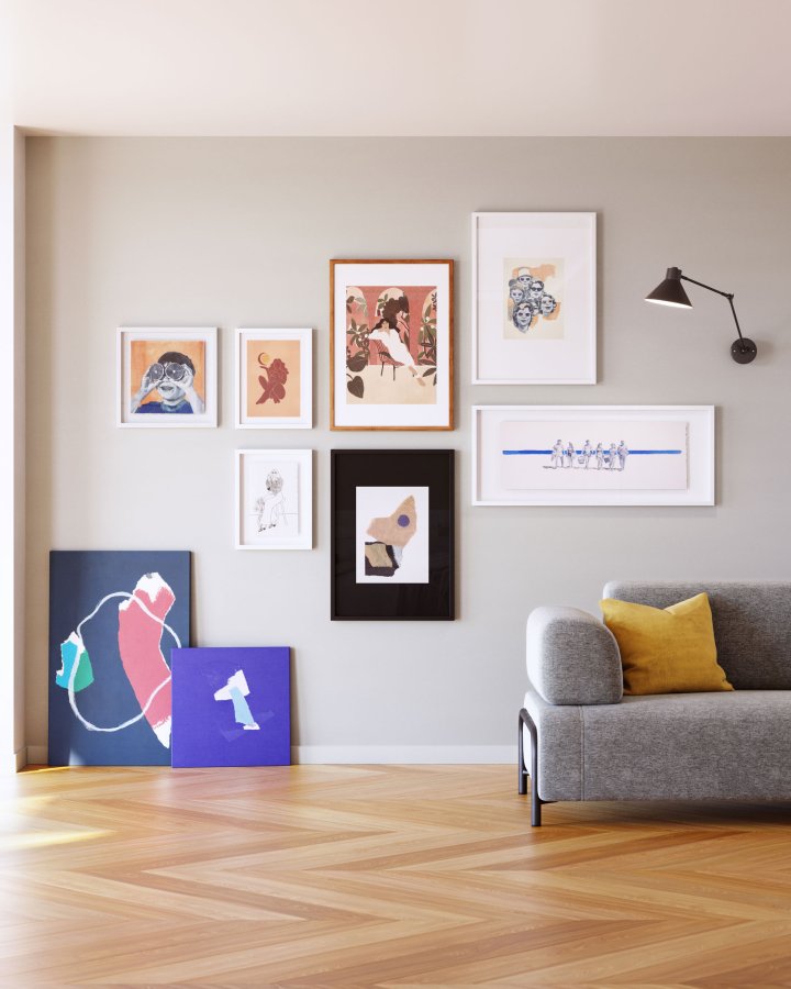 KAVE HOME Zoeli bltt abstrakt lerret 50 x 50 cm