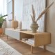 KAVE HOME Anielle TV-bord, m. 2 skyvedrer - gr/naturlig ask finer/asketre (180x41)