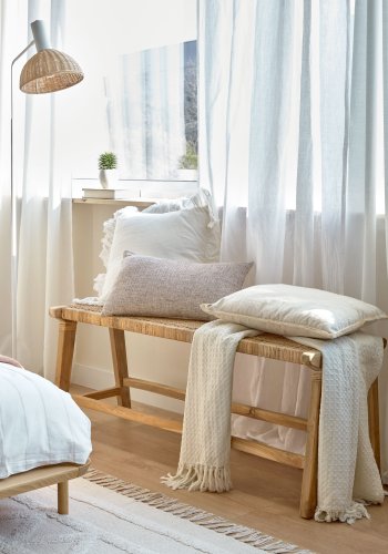 KAVE HOME Beida benk, rektangulr - naturlig rotting og teak (120x40)