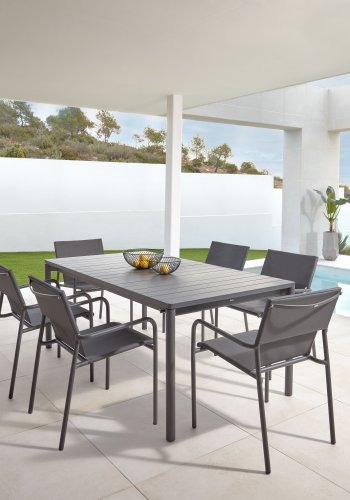 KAVE HOME Zaltana hagebord, med tilleggsplate - svart aluminium (140(200)x90)