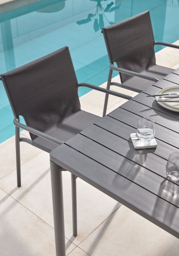 KAVE HOME Zaltana hagebord, med tilleggsplate - svart aluminium (180(240)x100)