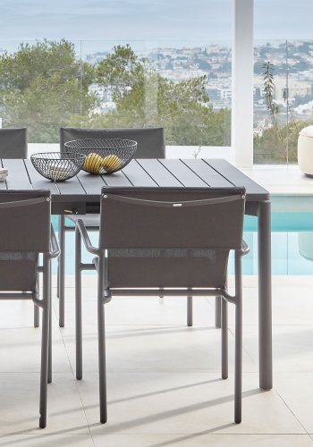 KAVE HOME Zaltana hagebord, med tilleggsplate - svart aluminium (180(240)x100)