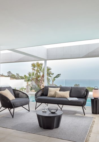 KAVE HOME Branzie lenestol, med stoffpute - svart tau og stl