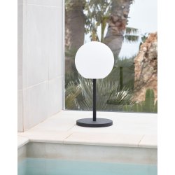 KAVE HOME Dinesh bordlampe, ledningsfri - sort stl og hvidt polyethylen ( 30)