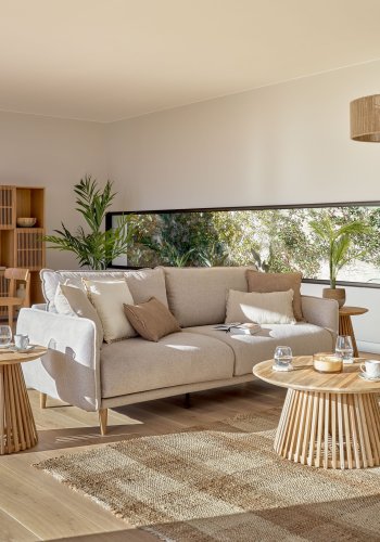 KAVE HOME rundt Irune salongbord - naturlig teak (80)