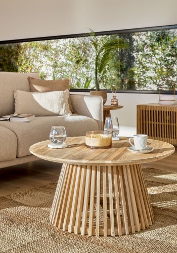 KAVE HOME rundt Irune salongbord - naturlig teak (80)