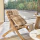 KAVE HOME Chabeli loungestol, foldbar - akacietr og beige snor