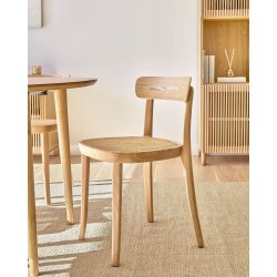 KAVE HOME Roman spisebordsstol - natur rattan, askefiner og bg