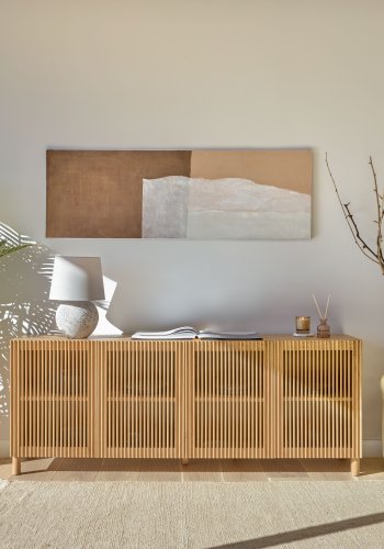 KAVE HOME Beyla skjenk, m. 4 drer og 2 hyller - naturlig eikefiner og eiketre