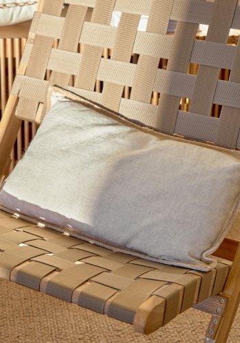 KAVE HOME Chabeli loungestol, foldbar - akacietr og beige snor