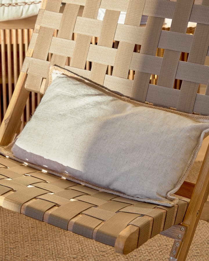 KAVE HOME Chabeli loungestol, foldbar - akacietr og beige snor