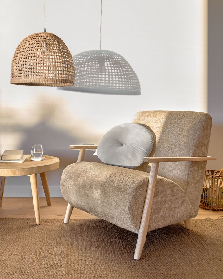 KAVE HOME rundt Creswell sidebord - naturlig suartre og teak (65)