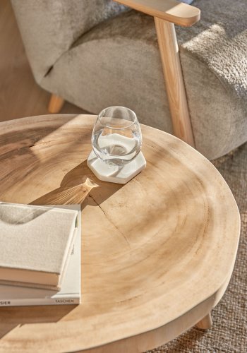 KAVE HOME rundt Creswell sidebord - naturlig suartre og teak (65)