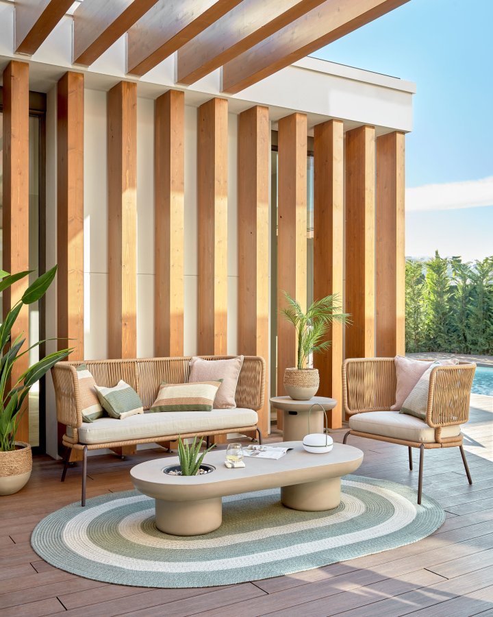 KAVE HOME Nadin lenestol, med stoffpute - beige tau og stl