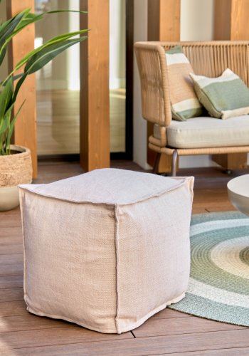 KAVE HOME Leeith puf, rektangul�r - beige 100% PET (40x39)