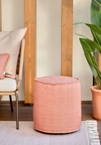 KAVE HOME Isaura puff, rund - terrakotta 100% PET (40)