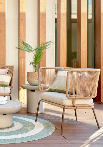 KAVE HOME Nadin lenestol, med stoffpute - beige tau og stl