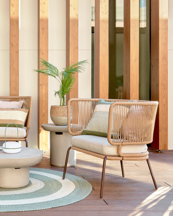 KAVE HOME Nadin lenestol, med stoffpute - beige tau og stl