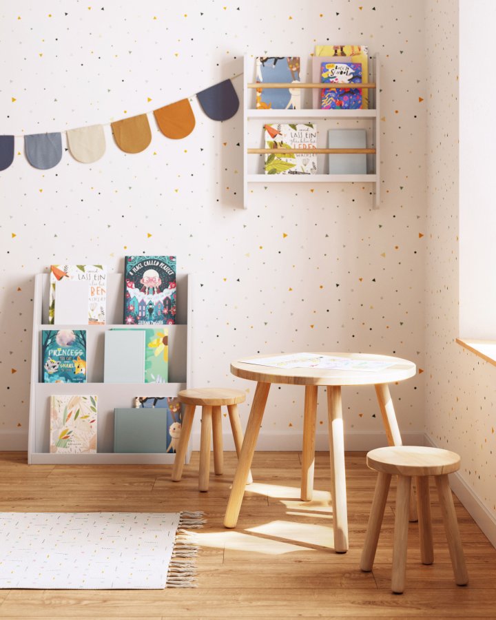 KAVE HOME Adiventina barnebokhylle, rektangulr - hvit MDF (59,5x23)