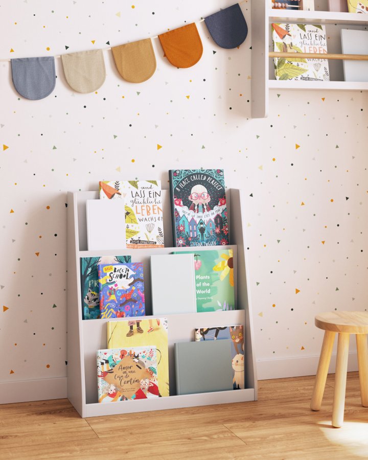 KAVE HOME Adiventina barnebokhylle, rektangulr - hvit MDF (59,5x23)