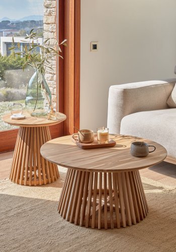 KAVE HOME rundt Irune salongbord - naturlig teak (80)