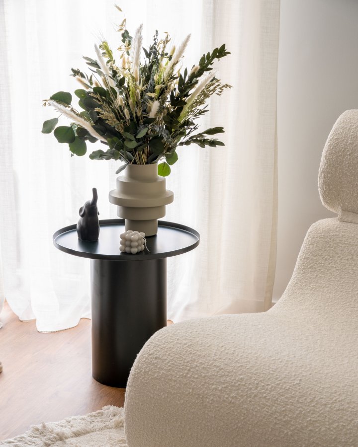 KAVE HOME Fleksa sidebord, rundt - svart jern (45)