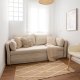 KAVE HOME Tanit sovesofa - beige stoff og naturlig bketre