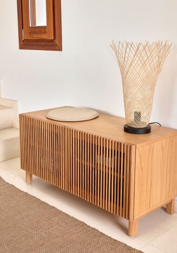 KAVE HOME Beyla skoskap i massiv eik med eikefiner, 98,5 cm FSC 100%