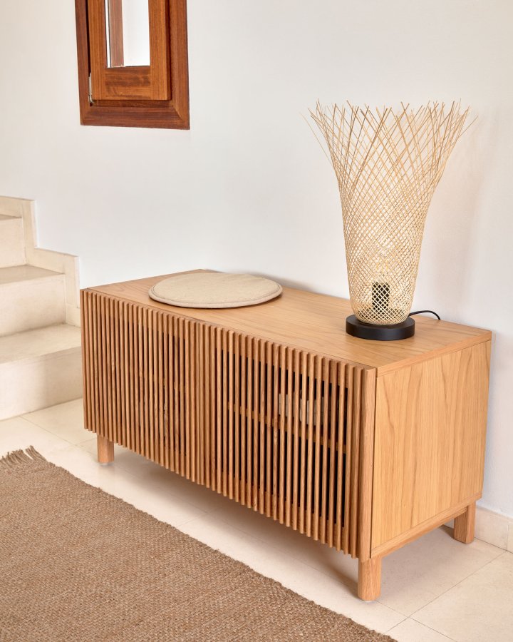 KAVE HOME Beyla skoskap i massiv eik med eikefiner, 98,5 cm FSC 100%