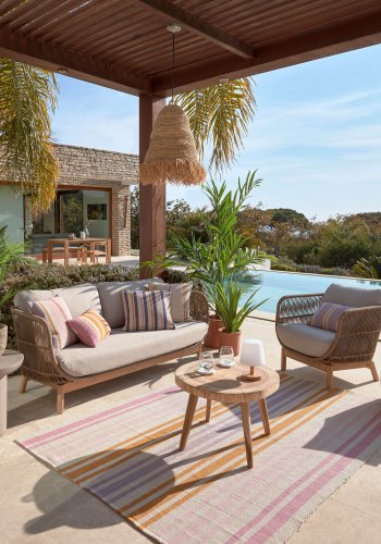 KAVE HOME rundt Creswell sidebord - naturlig suartre og teak (65)