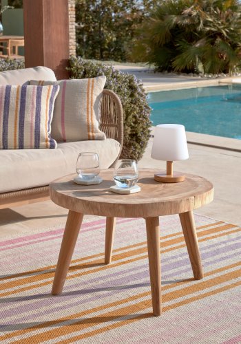 KAVE HOME rundt Creswell sidebord - naturlig suartre og teak (65)