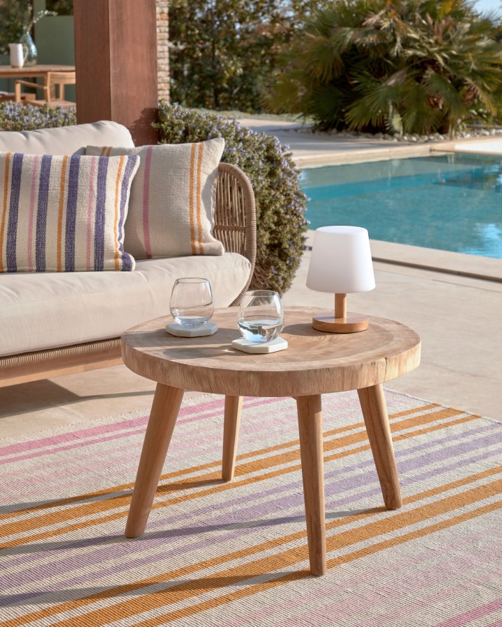 KAVE HOME rundt Creswell sidebord - naturlig suartre og teak (65)