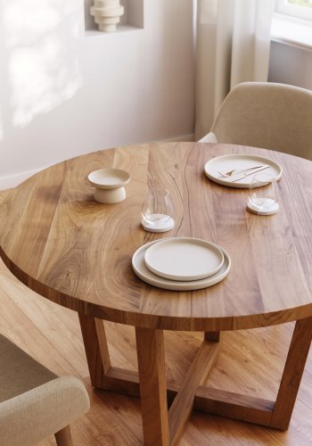KAVE HOME Nahla spisebord, rundt - naturlig akasietre (120)